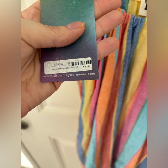 Show Me Your Mumu Carlotta Dress in Rainbow Stripe Size XS NWT - Picture 5 of 8